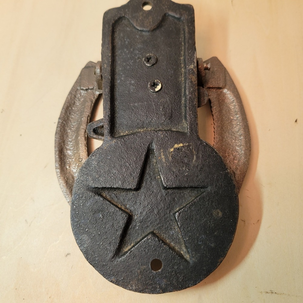 Cast Iron Cowboy Boot Horseshoe Door Knocker Rustic Western Home Decor - Picture 3 of 4